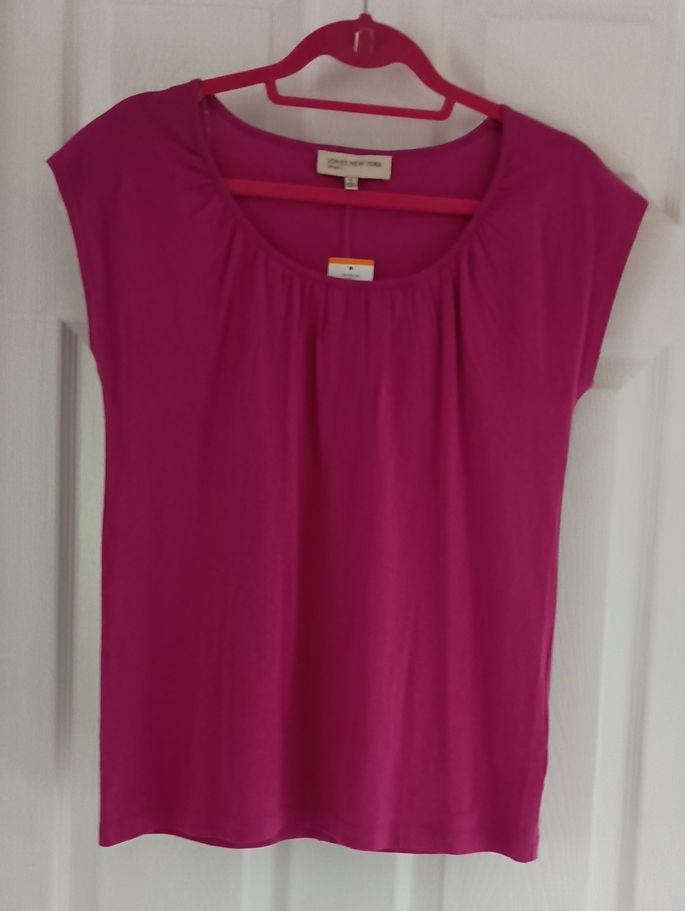 Jones New York Fuchsia Cap-Sleeve Scoop-Neck Tee